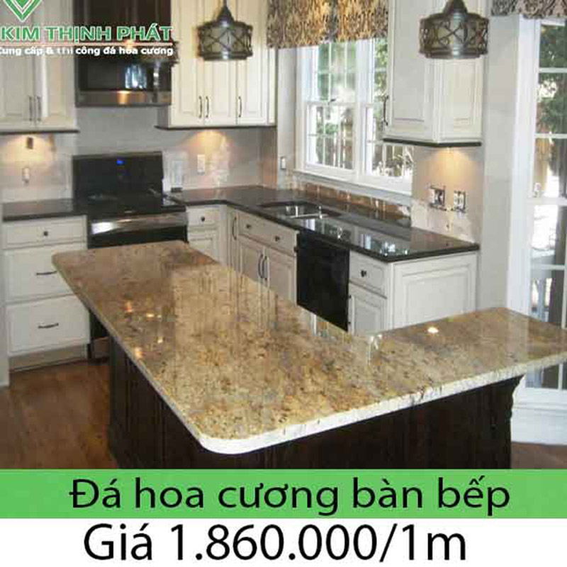 Bếp đá hoa cương granite rất sạch sẽ thoáng mát dùng trong ốp lát